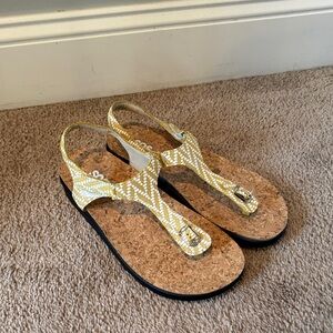 SAS Women's Sandals - Marina Yellow and White Chevron Pattern